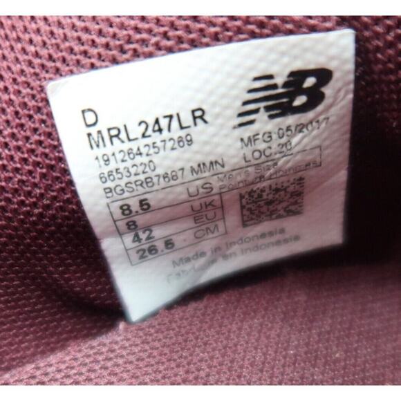 New Balance Shoes Mens 8.5 Sneakers Lifestyle 247 Suede Burgundy Active Casual - Picture 12 of 13